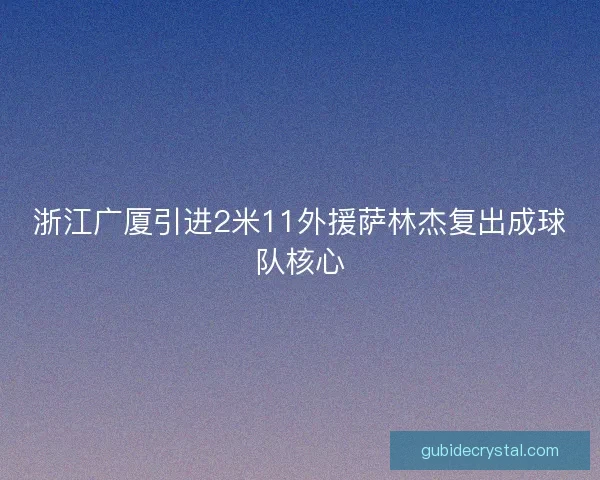 浙江广厦引进2米11外援萨林杰复出成球队核心