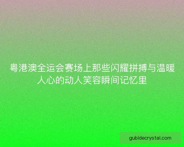 粤港澳全运会赛场上那些闪耀拼搏与温暖人心的动人笑容瞬间记忆里