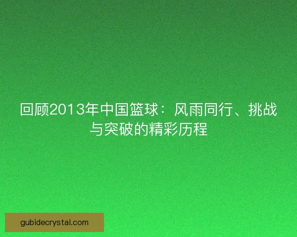 回顾2013年中国篮球:风雨同行、挑战与突破的精彩历程 回顾2013年中国篮球:风雨同行、挑战与突破的精彩历程