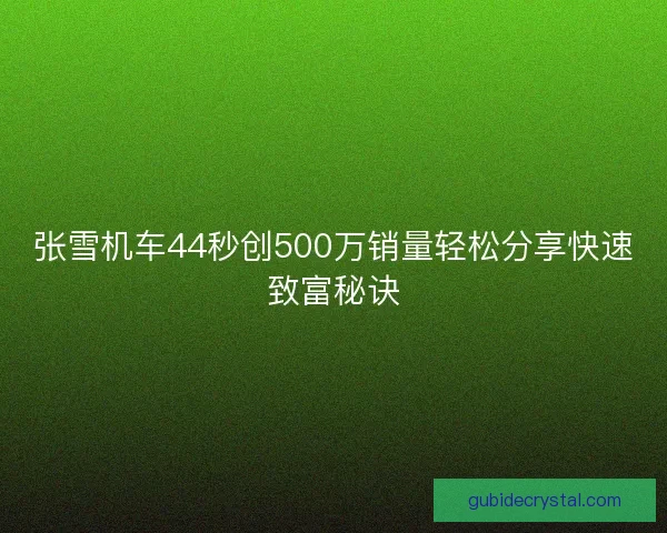 张雪机车44秒创500万销量轻松分享快速致富秘诀 张雪机车44秒创500万销量轻松分享快速致富秘诀